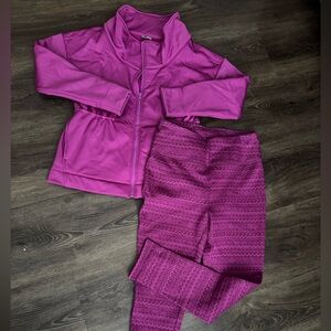 T by Talbots. New. Vibrant Magenta Fleece Jacket and legging set